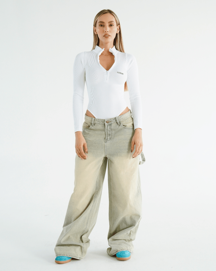 LUXUR BODY CUELLO ALTO ZIPUP BLANCO