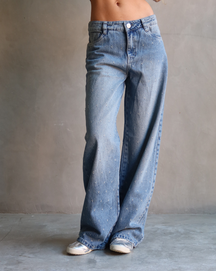 JEAN BAGGY AZUL CLARO VINTAGE STARDOT TEXTURIZADO