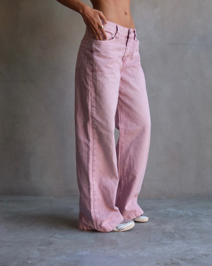 JEAN ANCHO WIDE LEG FIT FULLY BLUSH ROSADO