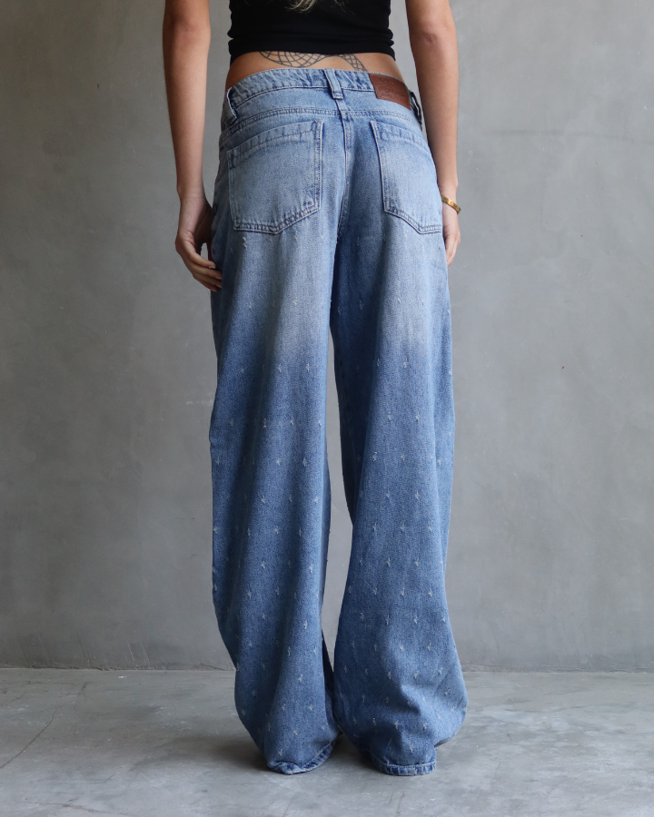 JEAN BAGGY AZUL CLARO VINTAGE STARDOT TEXTURIZADO