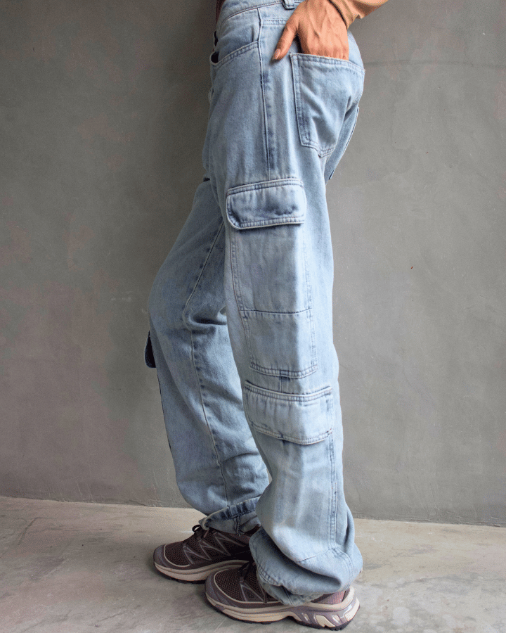 JEAN CARGO DOUBLE AZUL CLARO