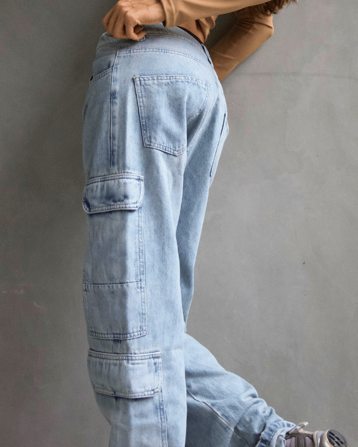 JEAN CARGO DOUBLE AZUL CLARO