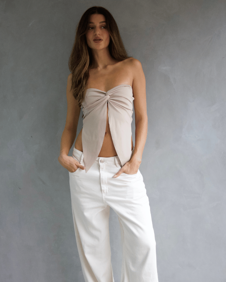 TOP STRAPLESS KNOT BEIGE