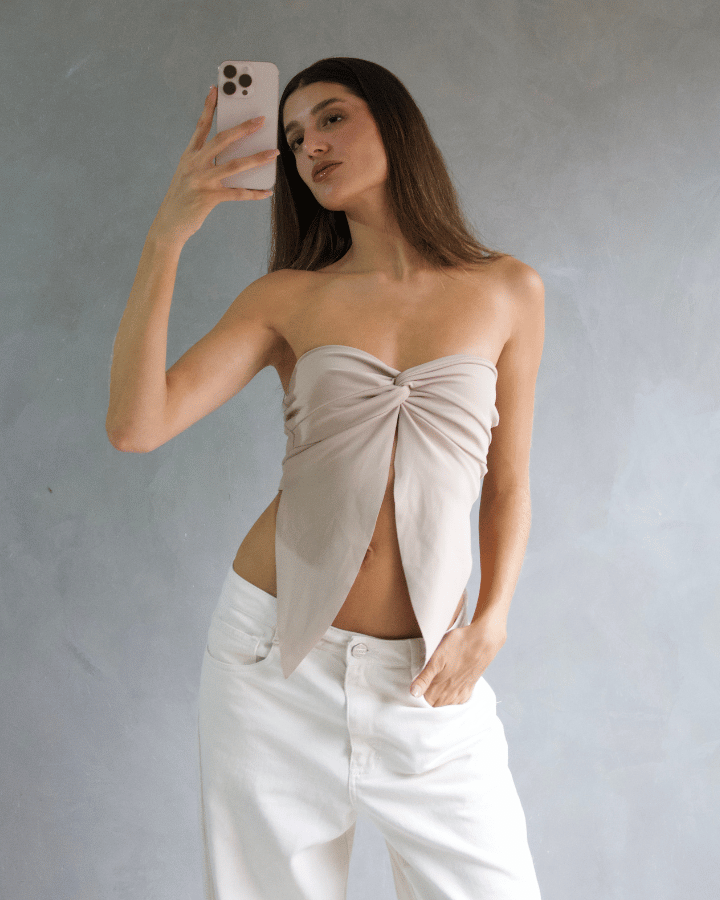 TOP STRAPLESS KNOT BEIGE