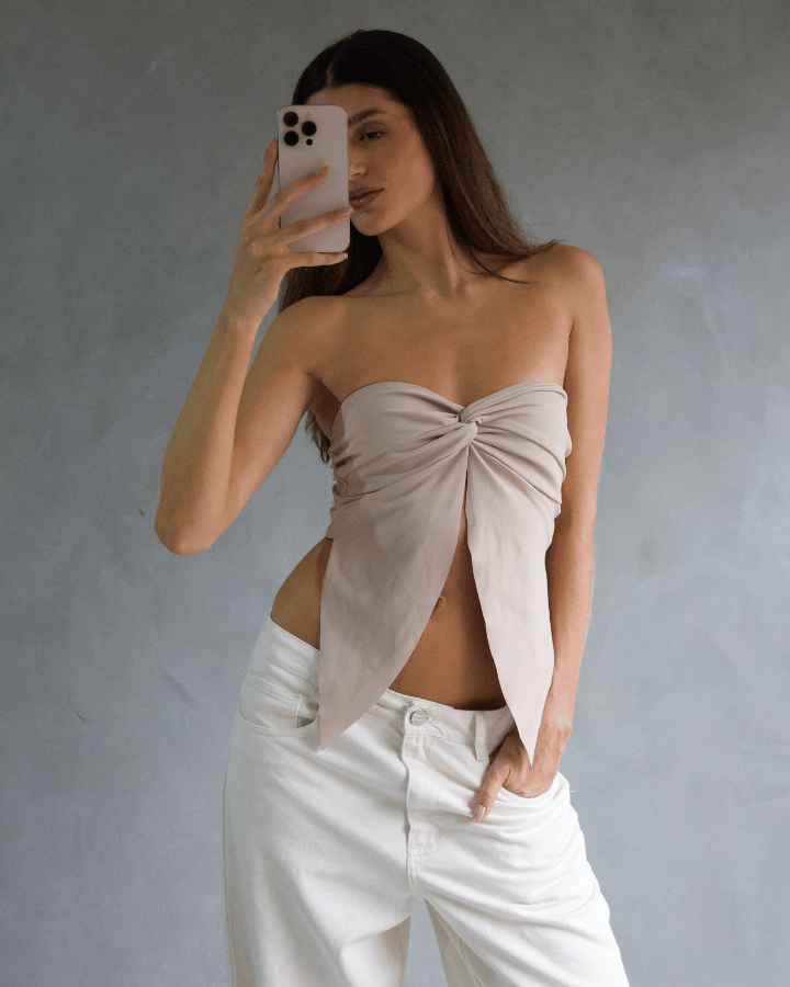 TOP STRAPLESS KNOT BEIGE