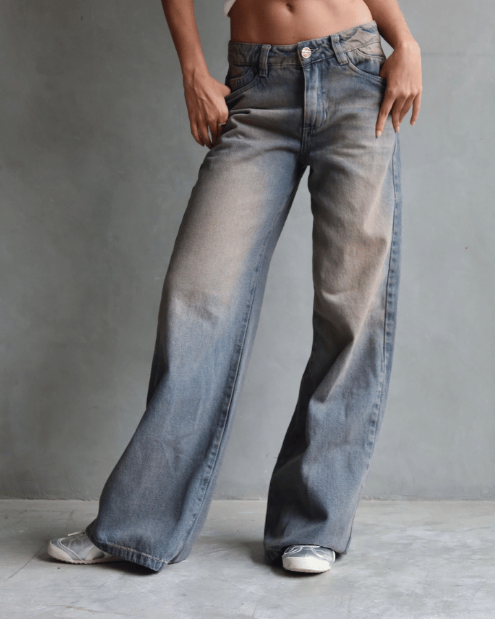 JEAN WIDE LEG FIT DIRTY BLUSH AZUL