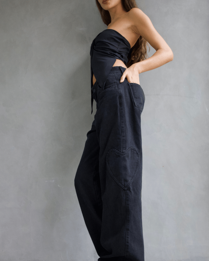 JEAN STRAIGHT HEARTS POCKET NEGRO