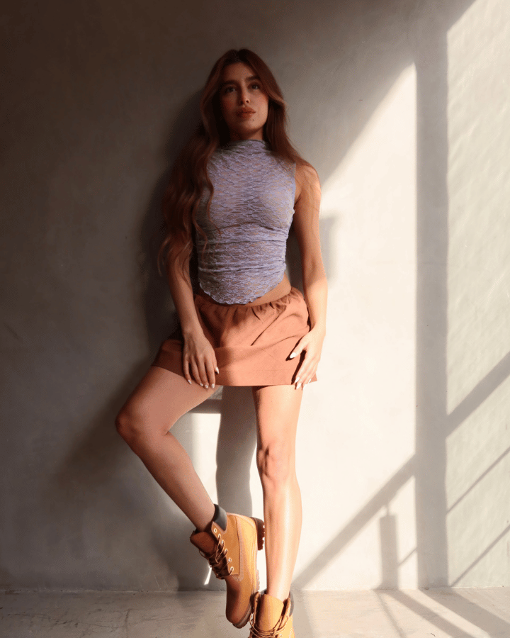 TOP DE ENCAJE LACED UP AZUL