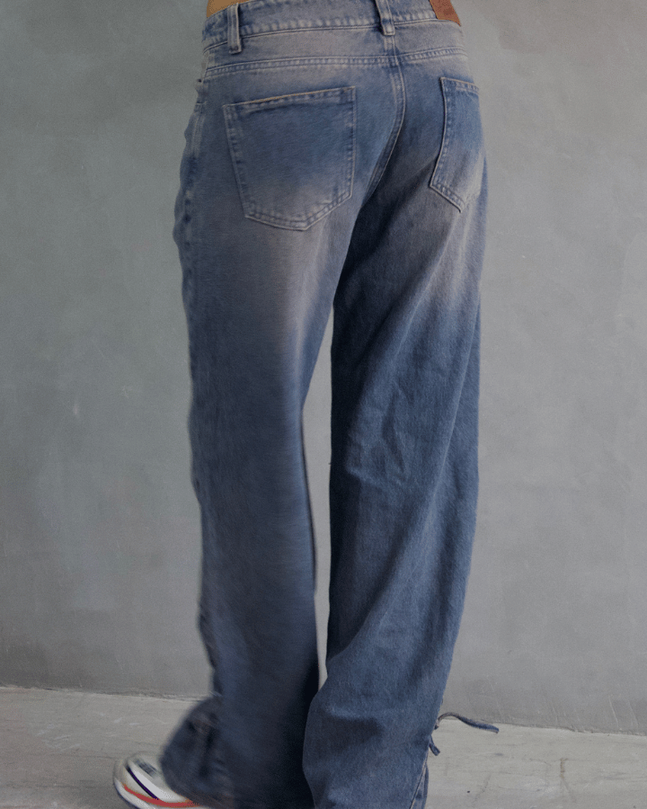 JEAN ANKLE TIE AZUL OSCURO