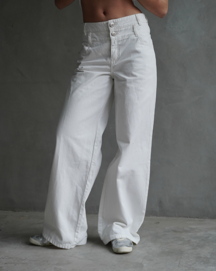 JEAN STRAIGHT DOBLE PRETINA BLANCO