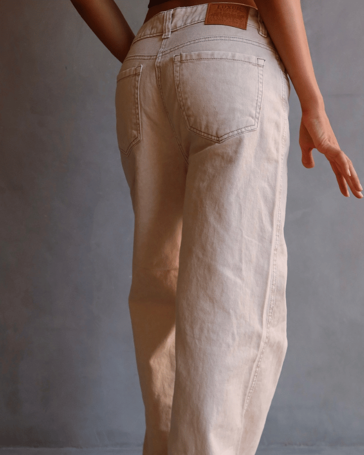 JEAN ANCHO WIDE LEG FIT CREAM BEIGE