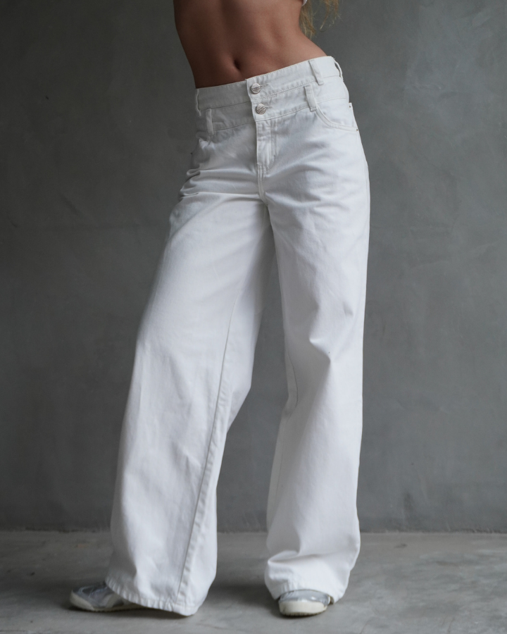 JEAN STRAIGHT DOBLE PRETINA BLANCO