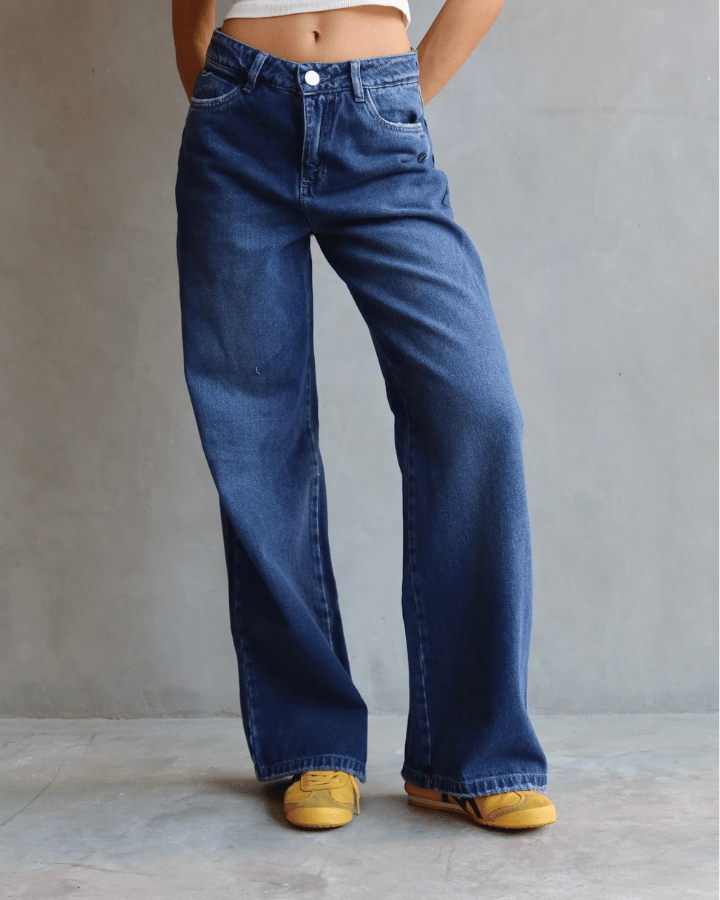 JEAN WIDE LEG FIT AZUL OSCURO