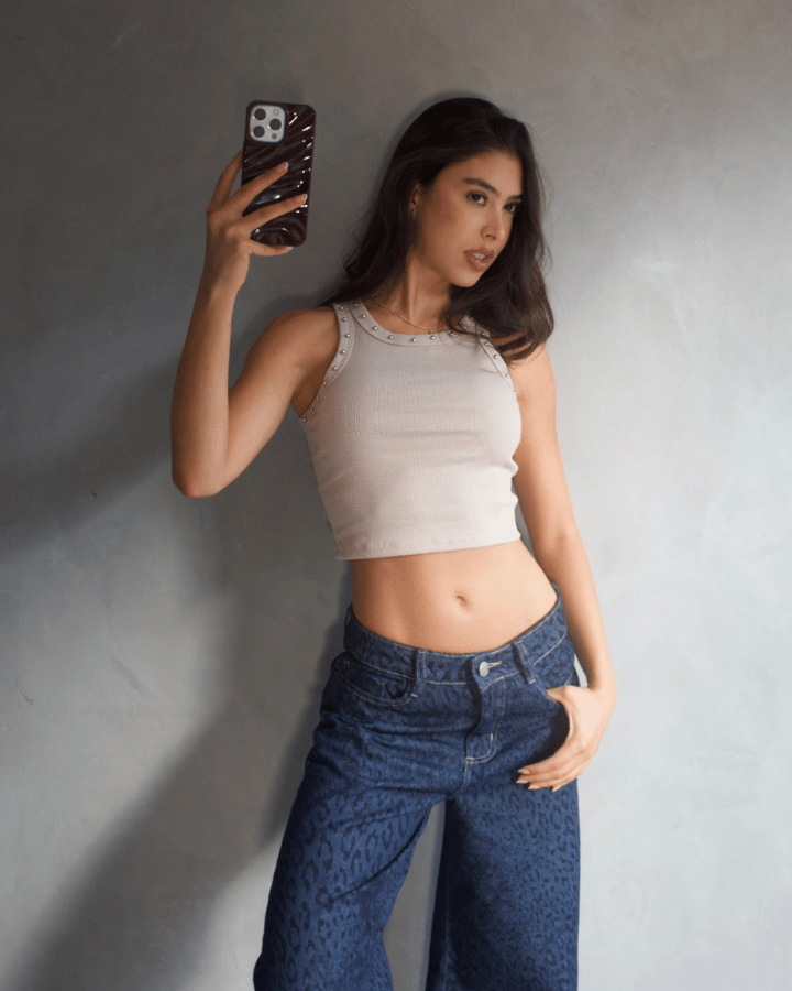 TANK TOP STUDDED TACHES NUDE