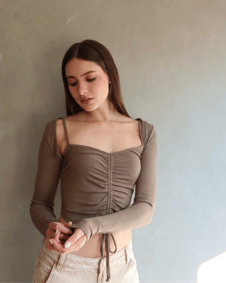 TANK TOP RUCHED GRIS