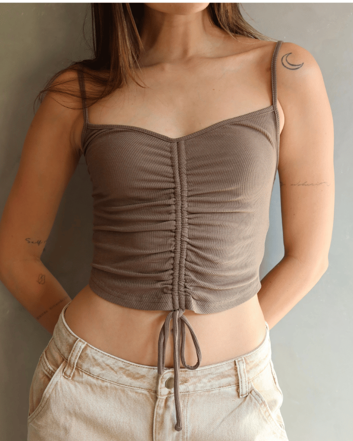 TANK TOP RUCHED GRIS