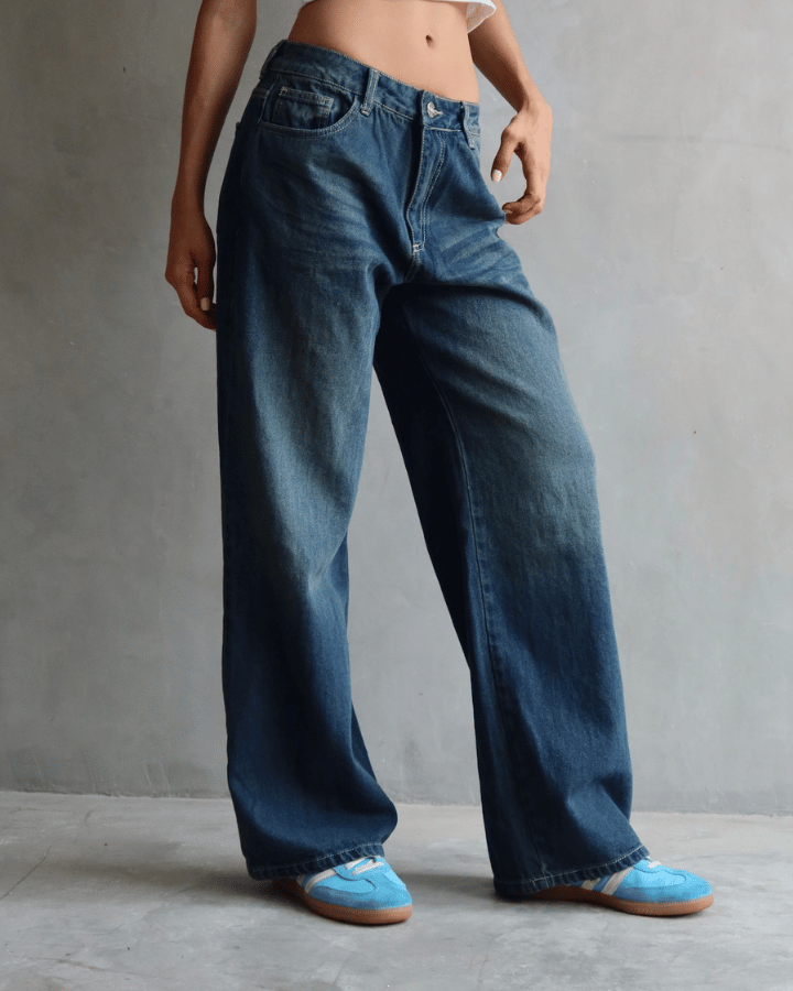 JEAN RELAXED FIT GREEN TINTED AZUL