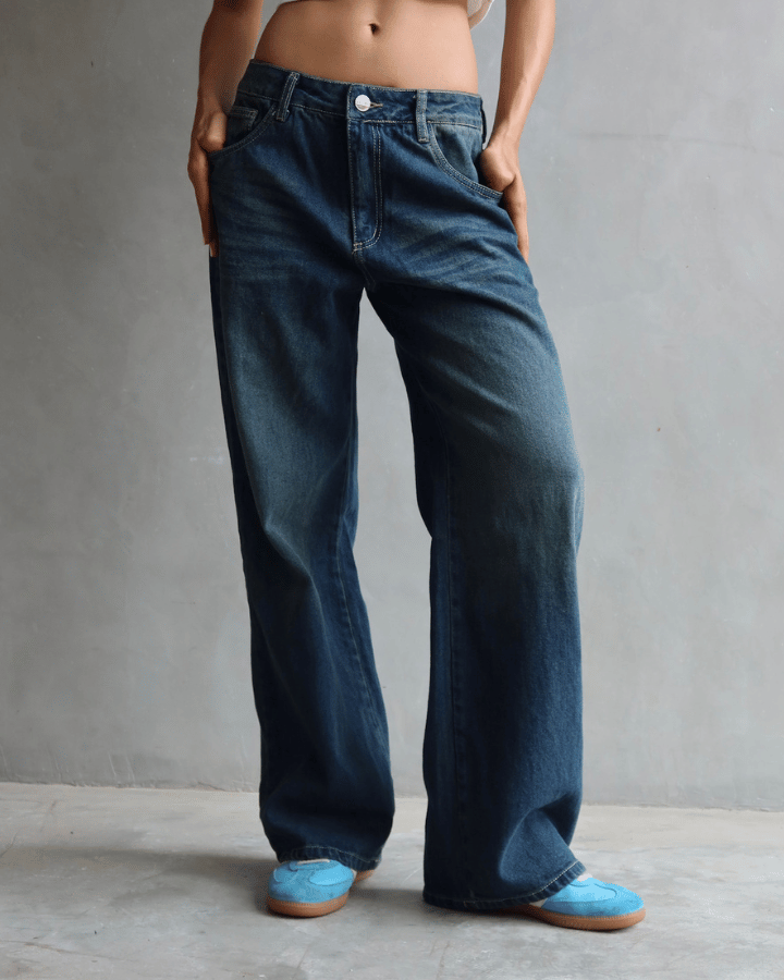 JEAN RELAXED FIT GREEN TINTED AZUL