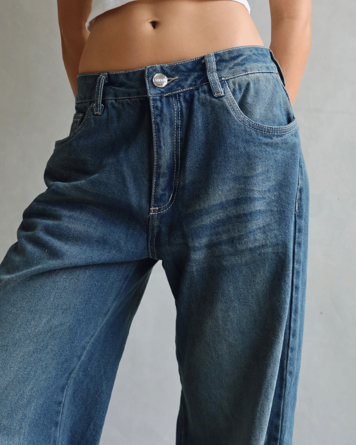 JEAN RELAXED FIT GREEN TINTED AZUL