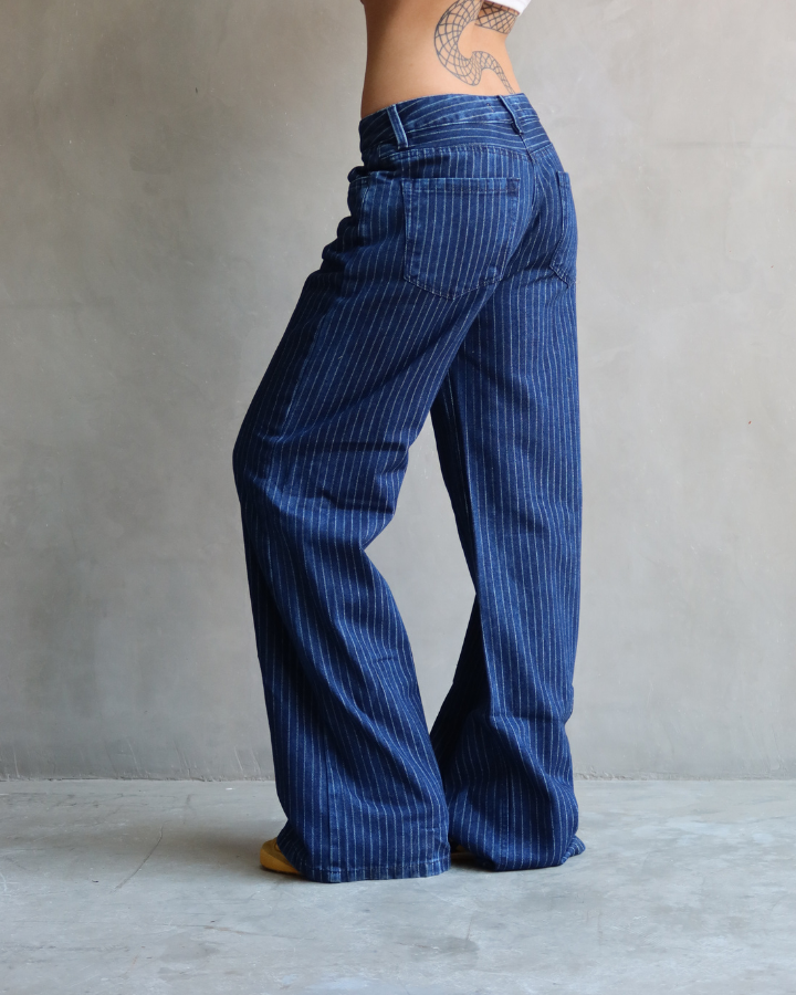 JEAN STRAIGHT RECTO STRIPES RAYAS AZUL OSCURO
