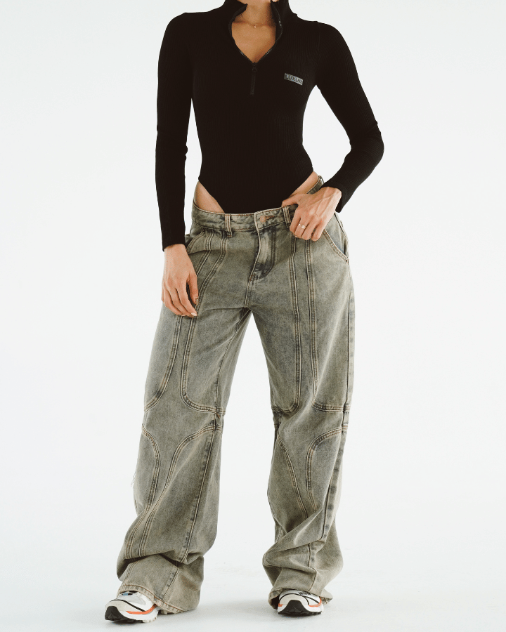 LUXUR BODY CUELLO ALTO ZIPUP NEGRO