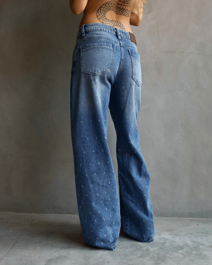 JEAN BAGGY AZUL CLARO VINTAGE STARDOT TEXTURIZADO