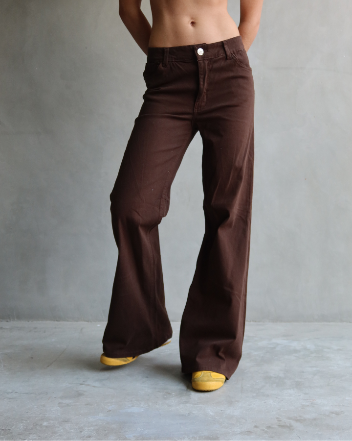 JEAN DRILL FLARE FIT CAFÉ