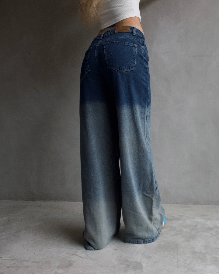 JEAN ANCHO WIDE LEG DEGRADADO AZUL