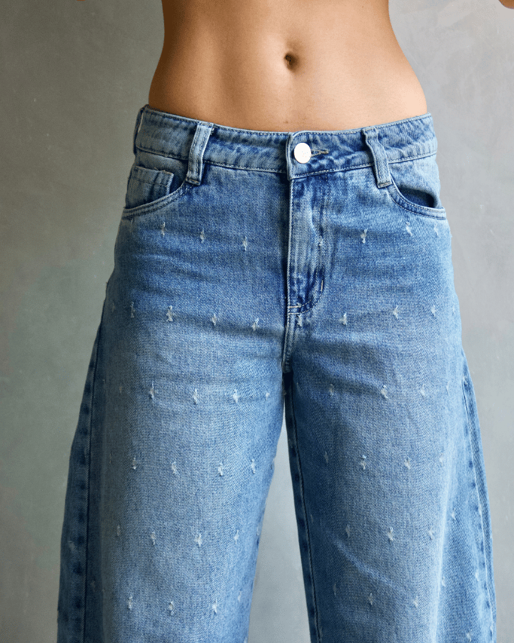 JEAN BAGGY AZUL CLARO VINTAGE STARDOT TEXTURIZADO