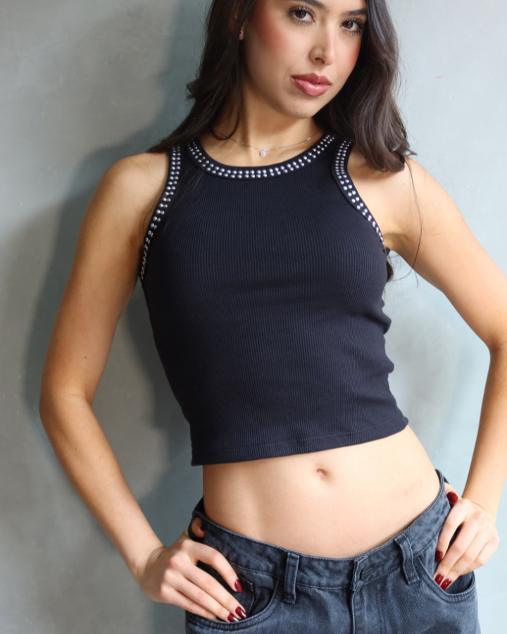 TANK TOP DOUBLE TACHES NEGRO