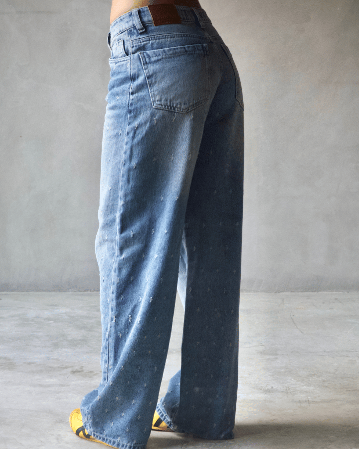 JEAN BAGGY AZUL CLARO VINTAGE STARDOT TEXTURIZADO