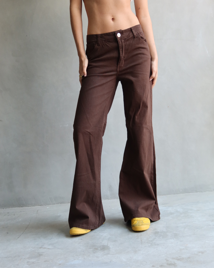 JEAN DRILL FLARE FIT CAFÉ