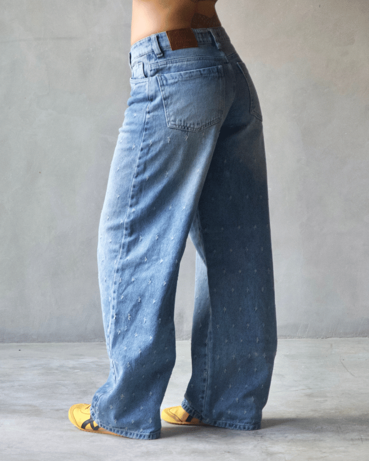 JEAN BAGGY AZUL CLARO VINTAGE STARDOT TEXTURIZADO