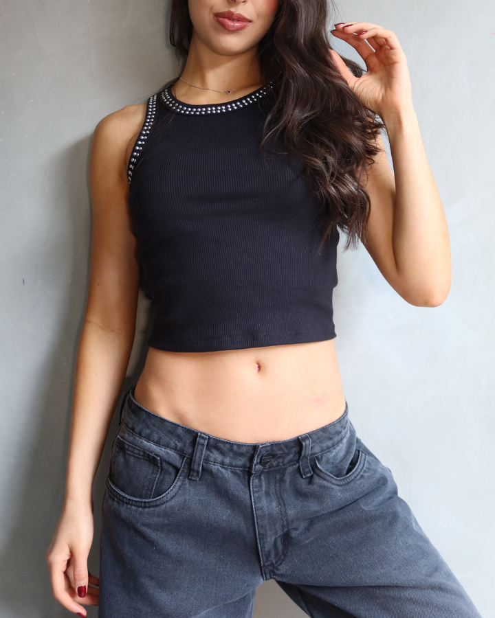 TANK TOP DOUBLE TACHES NEGRO