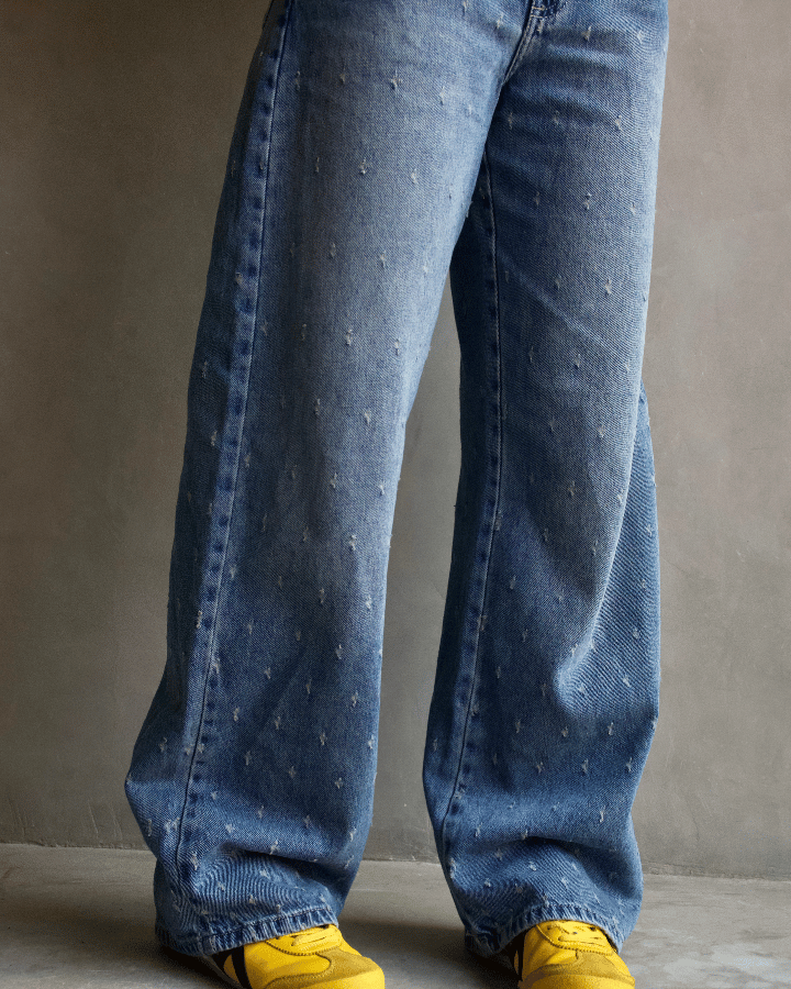 JEAN BAGGY AZUL CLARO VINTAGE STARDOT TEXTURIZADO