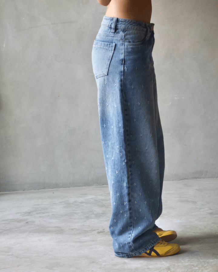 JEAN BAGGY AZUL CLARO VINTAGE STARDOT TEXTURIZADO