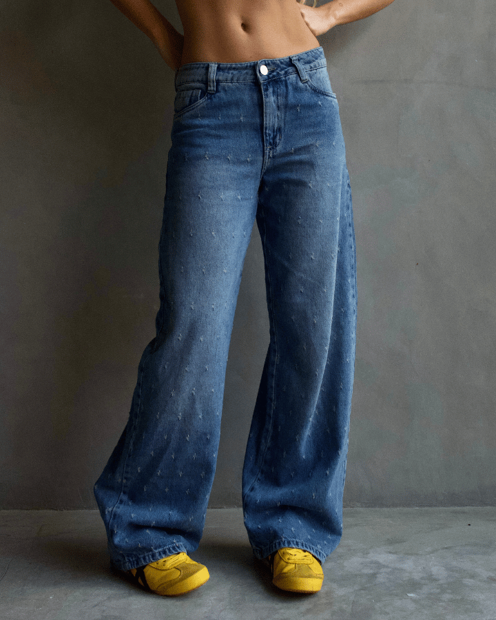 JEAN BAGGY AZUL CLARO VINTAGE STARDOT TEXTURIZADO