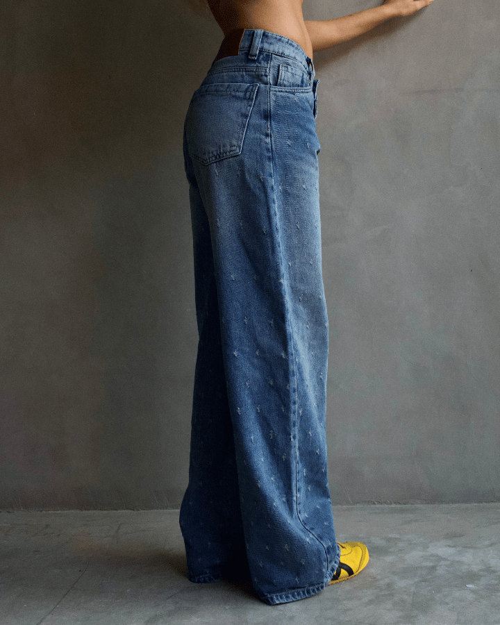 JEAN BAGGY AZUL CLARO VINTAGE STARDOT TEXTURIZADO