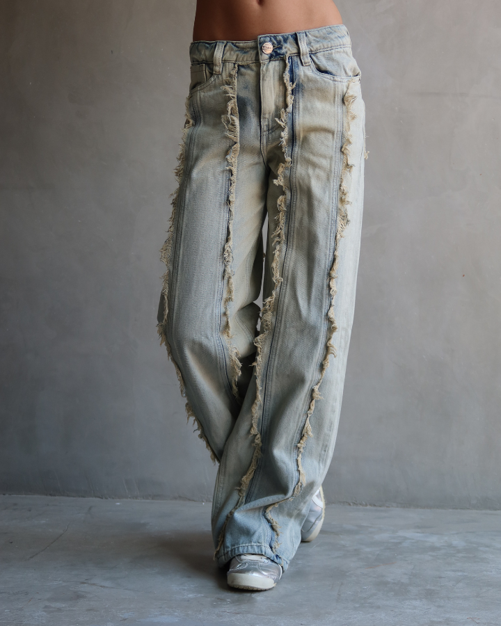 JEAN STRAIGHT VERTICAL DESTROYED AZUL CLARO