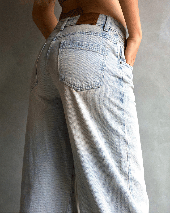 JEAN WIDE LEG ANCHO SNOW WASH VINTAGE AZUL CARO