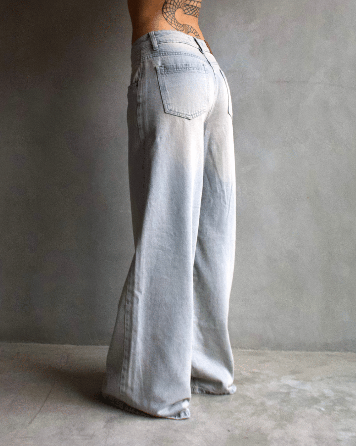 JEAN WIDE LEG ANCHO SNOW WASH VINTAGE AZUL CARO