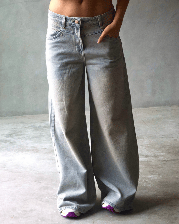 JEAN WIDE LEG ANCHO SNOW WASH VINTAGE AZUL CARO