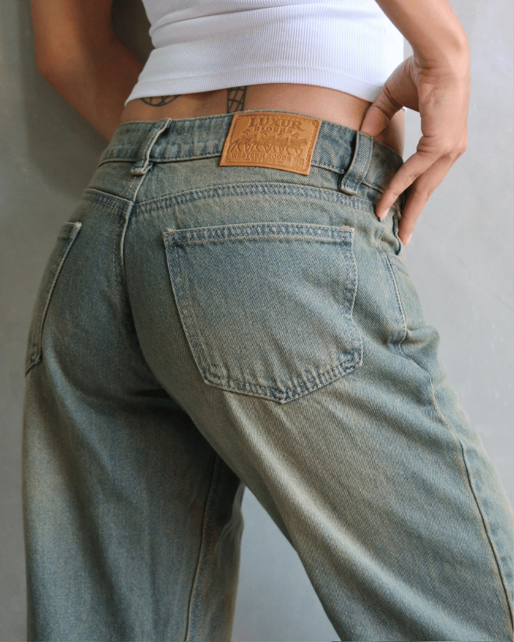 JEAN EXTRA LOW STRAIGHT FIT VINTAGE GREEN WASHED AZUL
