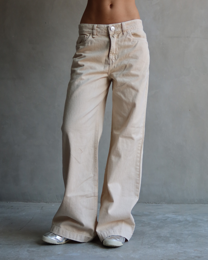 JEAN ANCHO WIDE LEG CREAM BEIGE