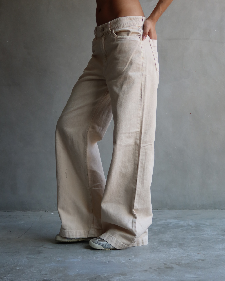 JEAN ANCHO WIDE LEG CREAM BEIGE