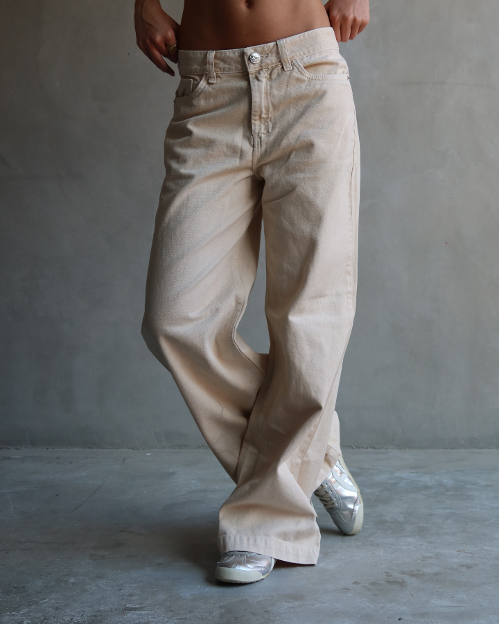 JEAN ANCHO WIDE LEG CREAM BEIGE