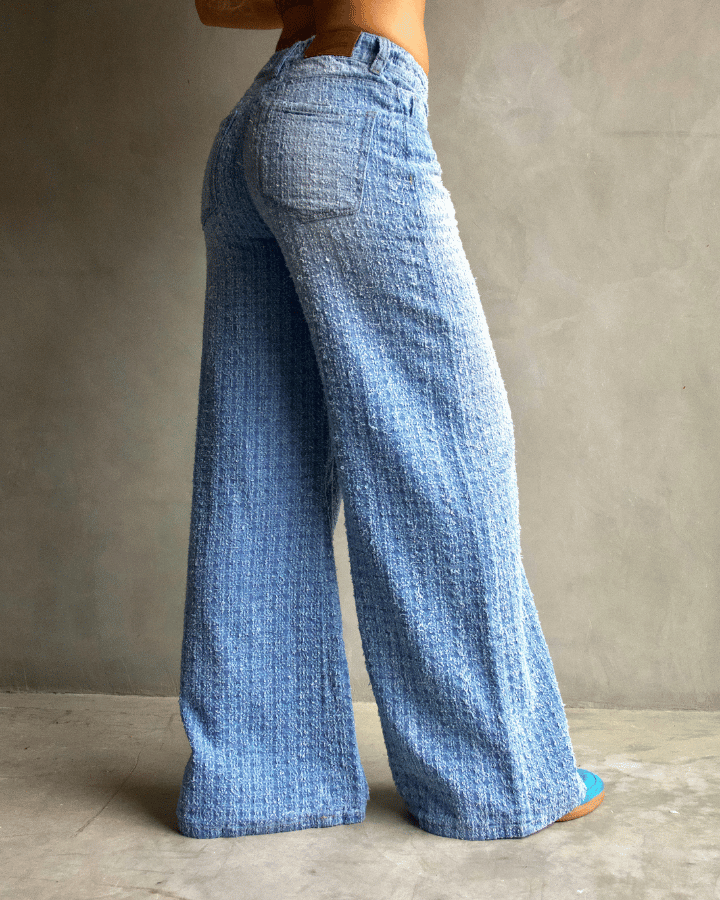 JEAN STRAIGHT ESTRELLAS PLATEADAS AZUL