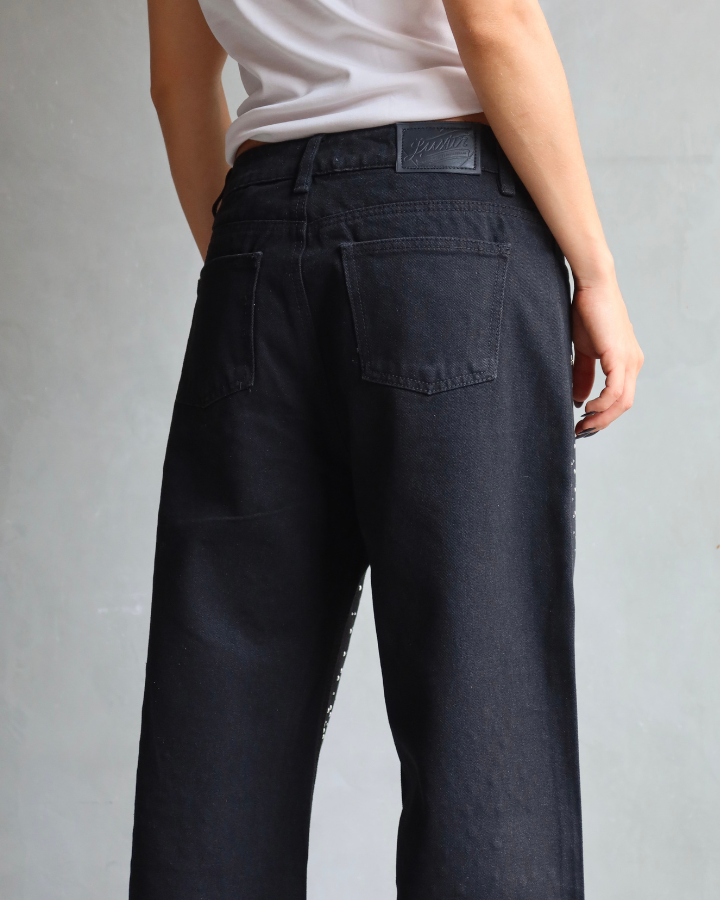JEAN WIDE LEG FIT ANCHO PIXIE NEGRO