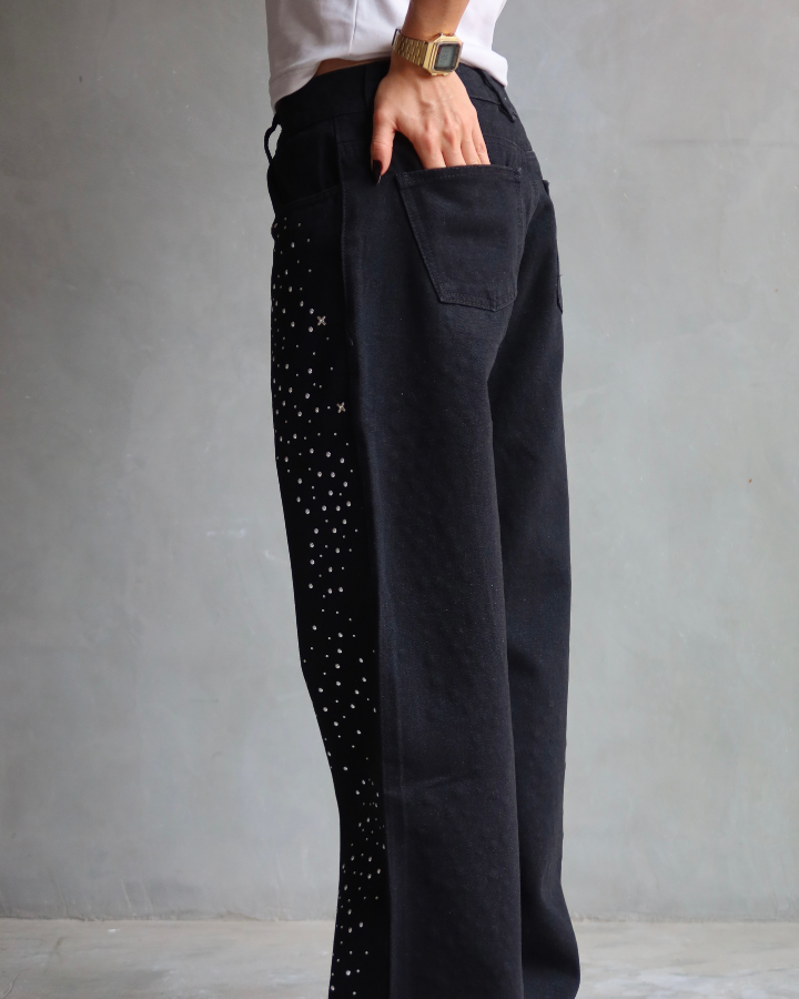 JEAN WIDE LEG FIT ANCHO PIXIE NEGRO