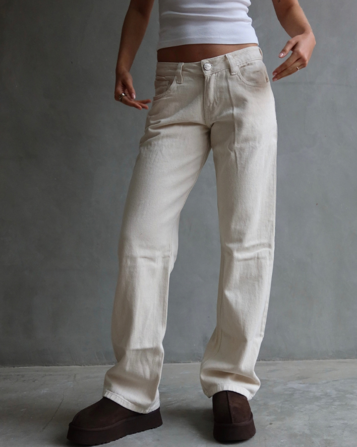 JEAN EXTRA LOW STRAIGHT FIT CHEETAH STARS BEIGE